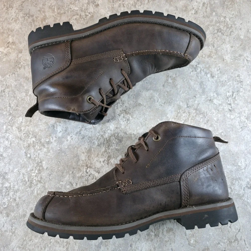 Timberland‎ Grantly Chukka Leather Moc Toe Ankle Shoe Boots Brown Size 9.5 A1859